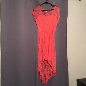 Medium women Salmon color copped front lacy dress
